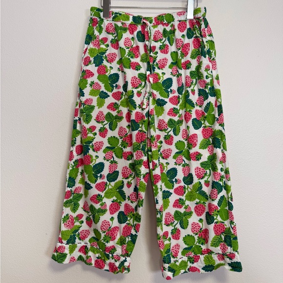 Printfresh Strawberry Fields 3pc pajama set Sz S top shorts cropped pants - Picture 9 of 16